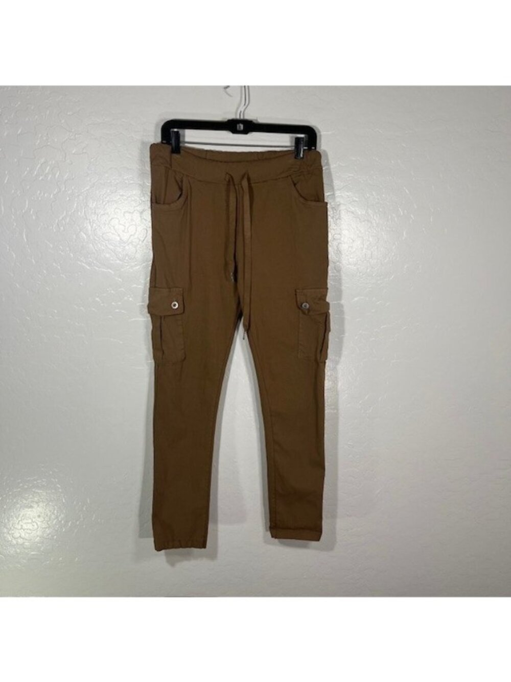 Venti6 Jogger Pants Womens Large Drawstring Tan Brown Stretch 27" Cargo